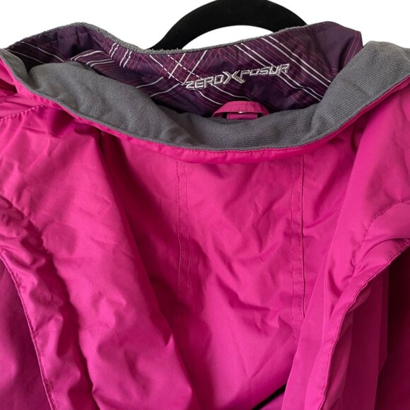 ZeroXposur Women L 3-in-1 Pink Hooded Ski Jacket Removable Liner Zip Pockets - Picture 8 of 13